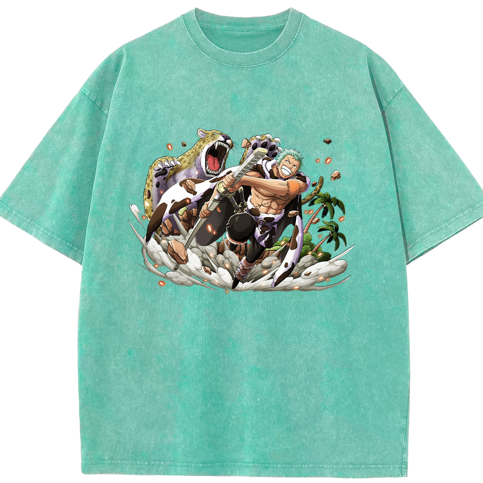 ワンピース ロロノア・ゾロ ONE PIECE Roronoa Zoro 綿100% ヴィンテージ風 半袖Tシャツ（フロントプリント）